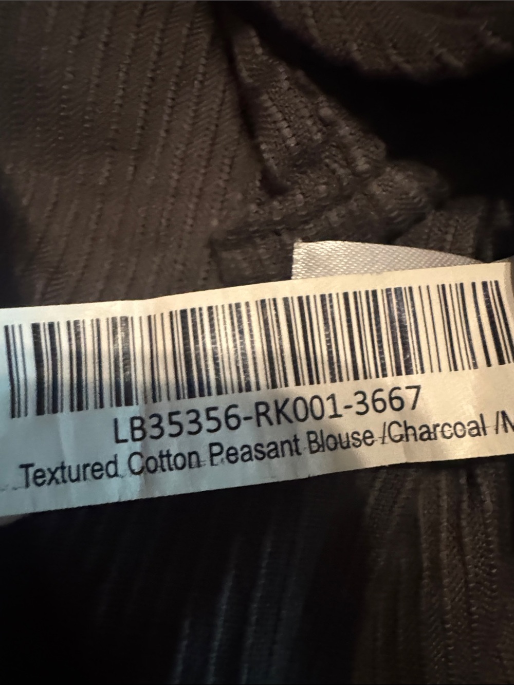 Quince Women’s Textured Cotton Peasant Blouse in Charcoal - Picture 6 of 7